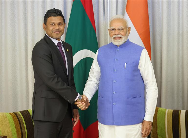 The Vice President of Maldives, Mr. Hussain Mohamed Latheef calls on PM at Male, in Maldives on July 26, 2025.:Prime Minister's Office The Vice President of Maldives, Mr. Hussain Mohamed Latheef calls on PM at Male, in Maldives on July 26, 2025.:Prime Minister