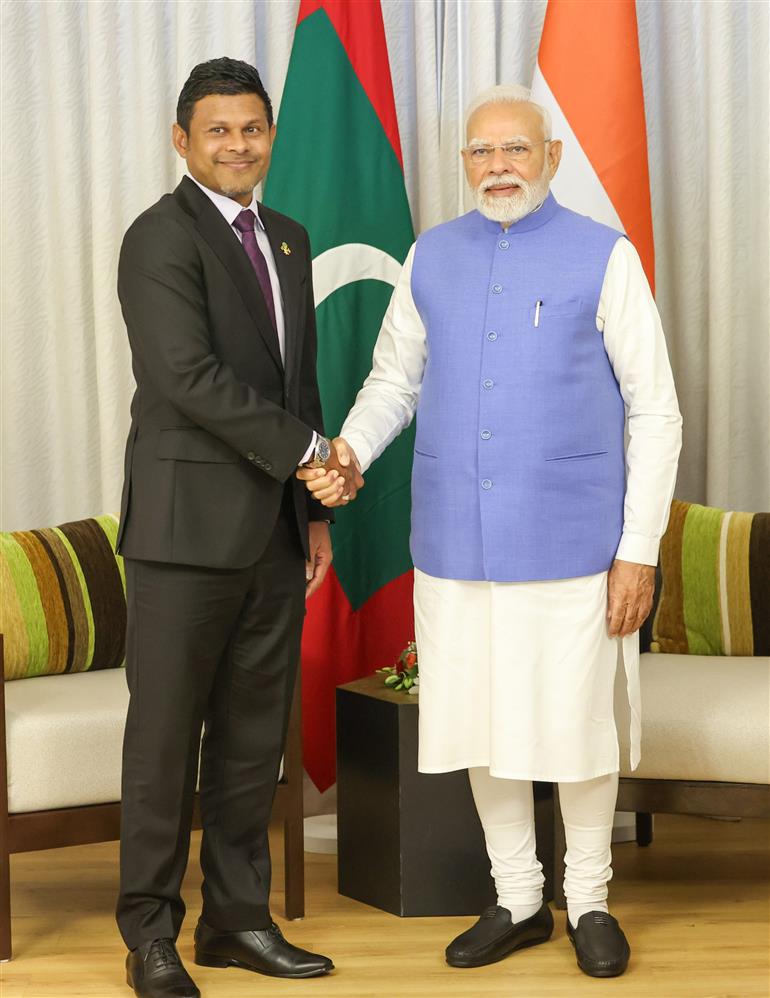 The Vice President of Maldives, Mr. Hussain Mohamed Latheef calls on PM at Male, in Maldives on July 26, 2025.:Prime Minister's Office The Vice President of Maldives, Mr. Hussain Mohamed Latheef calls on PM at Male, in Maldives on July 26, 2025.:Prime Minister