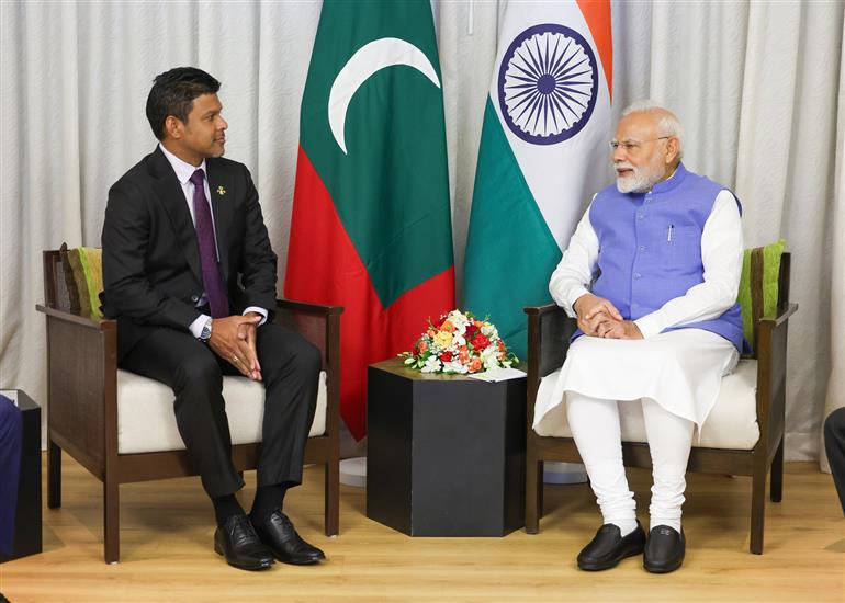 The Vice President of Maldives, Mr. Hussain Mohamed Latheef calls on PM at Male, in Maldives on July 26, 2025.:Prime Minister's Office The Vice President of Maldives, Mr. Hussain Mohamed Latheef calls on PM at Male, in Maldives on July 26, 2025.:Prime Minister
