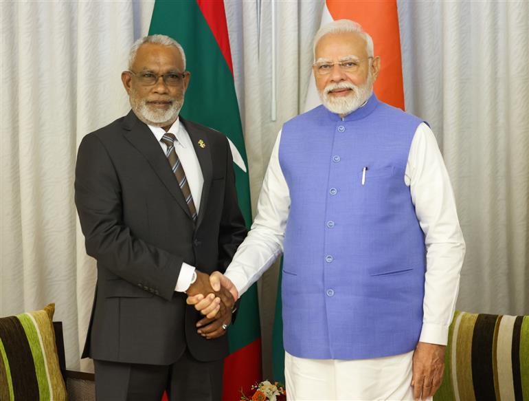 Mr. Abdul Raheem Abdulla, Speaker of the Maldivian Parliament calls on PM at Male, in Maldives on July 26, 2025.:Prime Minister's Office Mr. Abdul Raheem Abdulla, Speaker of the Maldivian Parliament calls on PM at Male, in Maldives on July 26, 2025.:Prime Minister