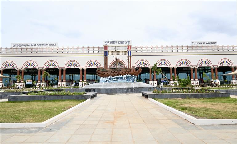 PM arrives Thoothukudi airport at Tamil Nadu in India, on July 26, 2025.