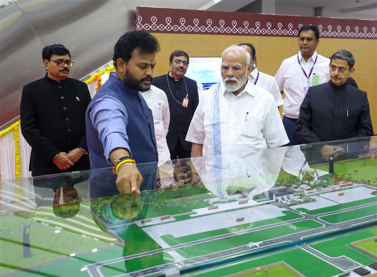 PM undertakes a walkthrough of the New Terminal Building of Tuticorin Airport, in Tamil Nadu on July 26, 2025.