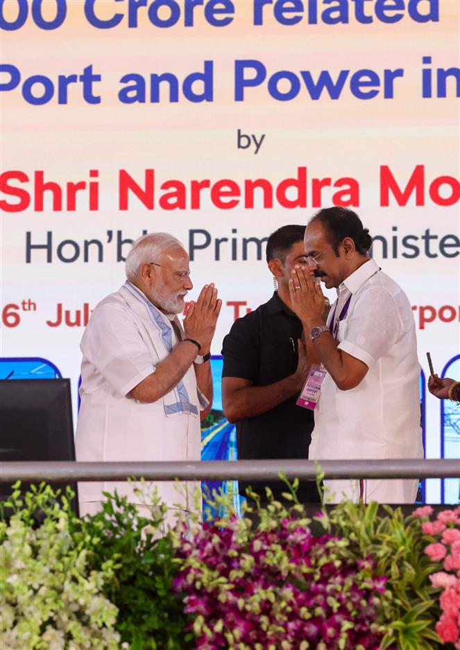 PM graced the public event on the sidelines of the foundation stone laying,  dedication and inauguration of various Development Projects to the nation at Tuticorin, in Tamil Nadu on July 26, 2025.