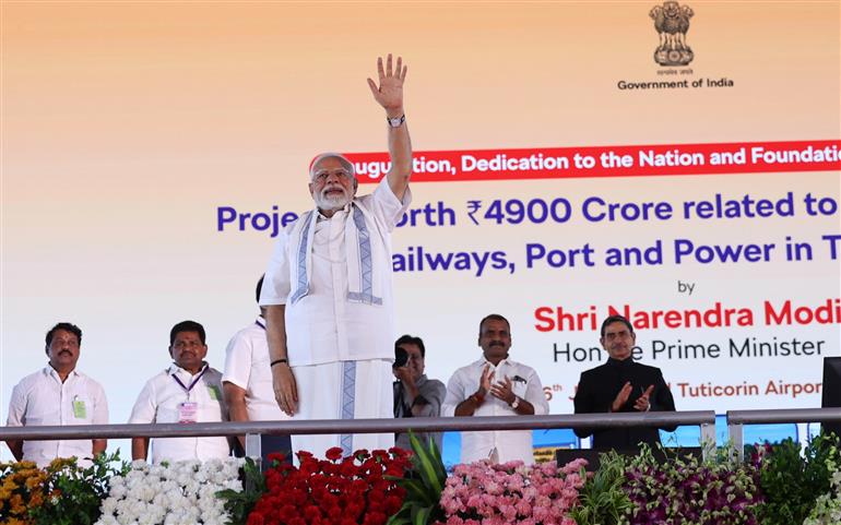 PM graced the public event on the sidelines of the foundation stone laying,  dedication and inauguration of various Development Projects to the nation at Tuticorin, in Tamil Nadu on July 26, 2025.