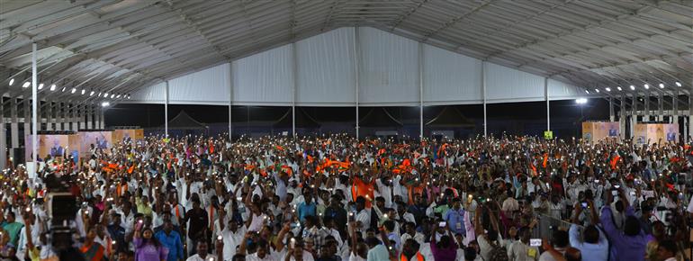Gathering at the public event on the sidelines of the foundation stone laying,  dedication and inauguration of various Development Projects to the nation at Tuticorin, in Tamil Nadu on July 26, 2025. PM addressing on the occasion.