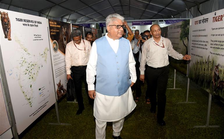The Union Minister for Environment, Forest and Climate Change, Shri Bhupender Yadav took a walkthrough of celebrations the Global Tiger Day 2025 at National Zoological Park, in New Delhi on July 29, 2025.