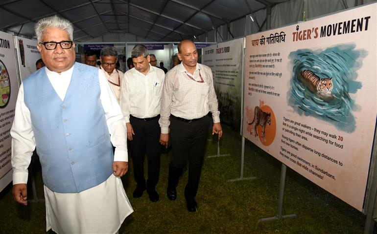 The Union Minister for Environment, Forest and Climate Change, Shri Bhupender Yadav took a walkthrough of celebrations the Global Tiger Day 2025 at National Zoological Park, in New Delhi on July 29, 2025.