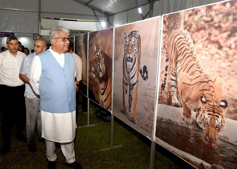 The Union Minister for Environment, Forest and Climate Change, Shri Bhupender Yadav took a walkthrough of celebrations the Global Tiger Day 2025 at National Zoological Park, in New Delhi on July 29, 2025.