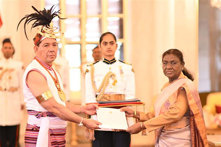 The President of India, Smt Droupadi Murmu accepted credentials by the Ambassador of the Democratic Republic of Timor-Leste, Mr. Karlito Nunes at a ceremony held at Rashtrapati Bhavan, in New Delhi on July 29, 2025.