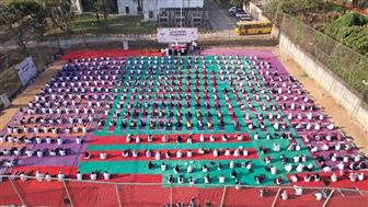 Glimpse of the Yogotsav countdown programme organised by NIUM in Bangalore, marking 95 days to International Day of Yoga 2025 on March 18, 2025.:AYUSH