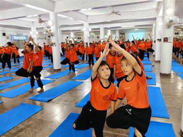 Celebrating YogaMahotsav, over 200 students participated in a Sunday morning yoga session organised by Swami Vivekananda Cultural Centre, Embassy of India, Bangkok at Sathya Sai School, in Thailand on June 02, 2025.:AYUSH