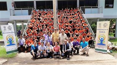 Celebrating YogaMahotsav, over 200 students participated in a Sunday morning yoga session organised by Swami Vivekananda Cultural Centre, Embassy of India, Bangkok at Sathya Sai School, in Thailand on June 02, 2025.:AYUSH