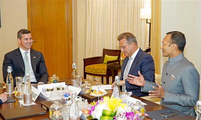 The President of Paraguay, Mr. Santiago Peña attended a Business Meeting organized by CII, in New Delhi on June 02, 2025.