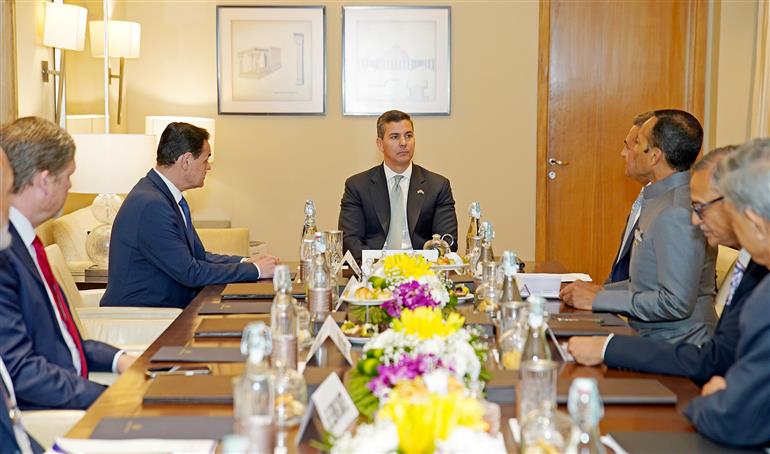 The President of Paraguay, Mr. Santiago Peña attended a Business Meeting organized by CII, in New Delhi on June 02, 2025.