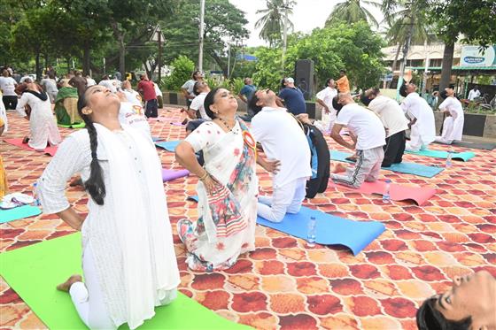 Tribal Welfare Department of Andhra Pradesh organised Yoga as part of ‘Yogandra 2025’ intiative in Rajamahendravaram, Andhra Pradesh on June 04, 2025.:AYUSH