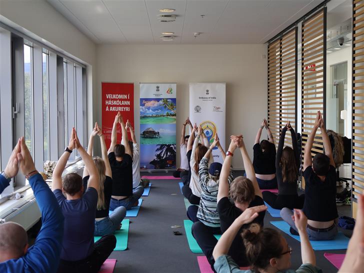 In the lead-up to the 11th International Day of Yoga 2025, the Embassy of India in Reykjavik, in association with the University of Akureyri, hosted a yoga session for research scholars and academics, offering an opportunity to practice yoga and discuss related benefits, on June 04, 2025.:AYUSH