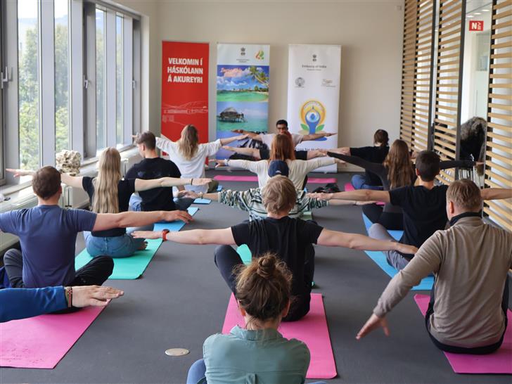 In the lead-up to the 11th International Day of Yoga 2025, the Embassy of India in Reykjavik, in association with the University of Akureyri, hosted a yoga session for research scholars and academics, offering an opportunity to practice yoga and discuss related benefits, on June 04, 2025.:AYUSH