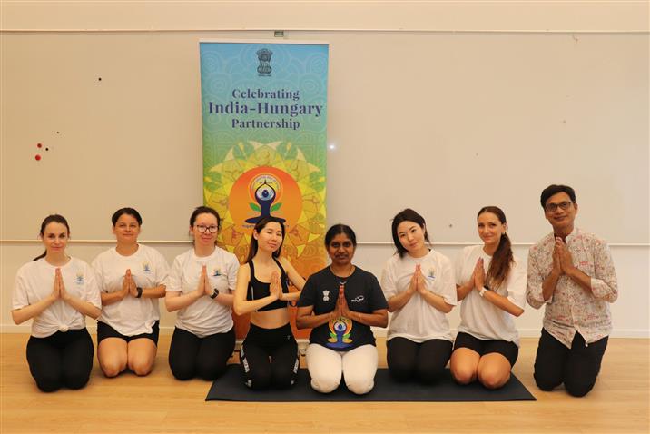 As part of the celebrations of the 11th International Day of Yoga, Yoga session at Refugees office in Budapest was organised by Amrita Sher-Gil Cultural Centre, Embassy of India on June 04, 2025.:AYUSH