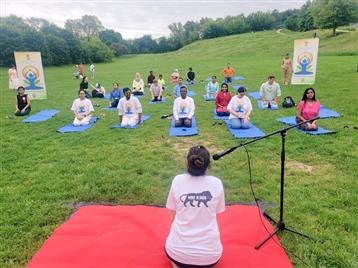 In the run up to the main event of International Day of Yoga 2025, the Embassy of India in Poland association with Tamil Sangam Association of Poland (TSAP) organised a session of Yoga Asanas & breathing techniques to promote mindfulness, unity and wellness at Park Szczęśliwicki, Warsaw on June 09, 2025.:AYUSH