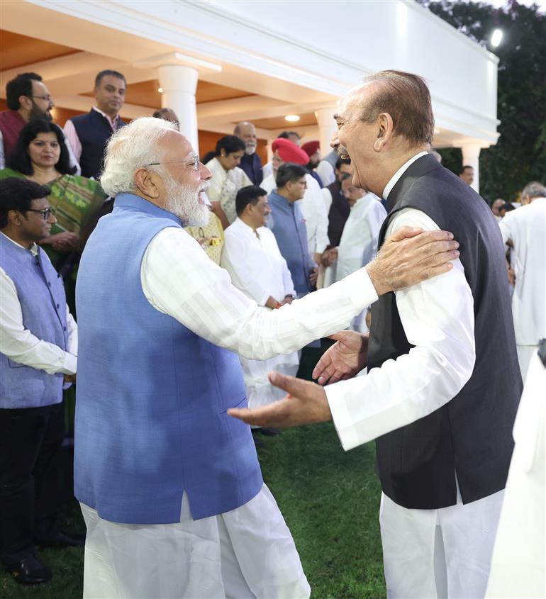 PM meets the members of various delegations who represented India in various countries at his residence (7, Lok Kalyan Marg), in New Delhi on June 10, 2025.