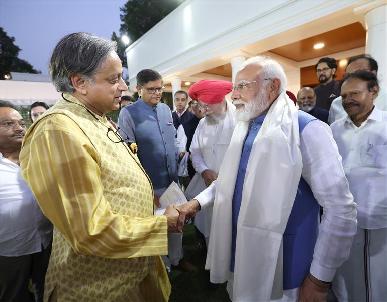 PM meets the members of various delegations who represented India in various countries at his residence (7, Lok Kalyan Marg), in New Delhi on June 10, 2025.