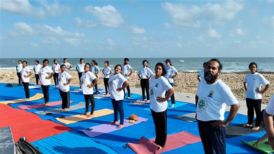 Institute of Teaching & Research In Ayurveda (ITRA) Commemorates signature event of IDY-2025, HARIT YOGA at iconic place at Shivrajpur Blue Flag Beach in Jamnagar, Gujarat, nearly 250 participants doing CYP on June 10, 2025.:AYUSH