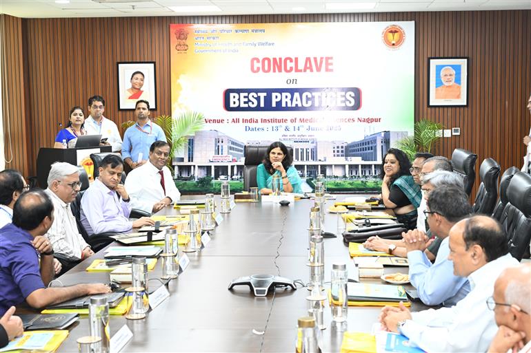 The Union Minister of Health and Family Welfare & Chemicals and Fertilizers, Shri Jagat Prakash Nadda virtually addressed the first edition of the Conclave on “Best Practices” organized by the Ministry of Health and Family Welfare at All India Institute of Medical Sciences (AIIMS), Nagpur on June 13, 2025.