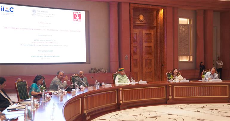 The Minister of State (Independent Charge) for Law and Justice & Parliamentary Affairs, Shri Arjun Ram Meghwal chaired a conference held on the “Institutional Arbitration: An Effective Framework for Dispute Resolution” co-organized by the Department of Legal Affairs, Ministry of Law and Justice at Bharat Mandapam, in New Delhi on June 14, 2025.