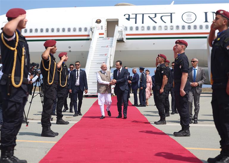 PM arrives at Larnaca International Airport, in Cyprus on June 15, 2025.:Prime Minister's Office PM arrives at Larnaca International Airport, in Cyprus on June 15, 2025.:Prime Minister