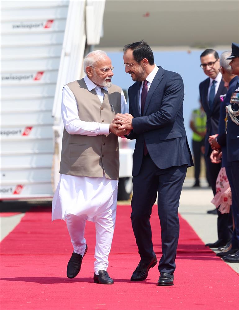 PM arrives at Larnaca International Airport, in Cyprus on June 15, 2025.:Prime Minister's Office PM arrives at Larnaca International Airport, in Cyprus on June 15, 2025.:Prime Minister