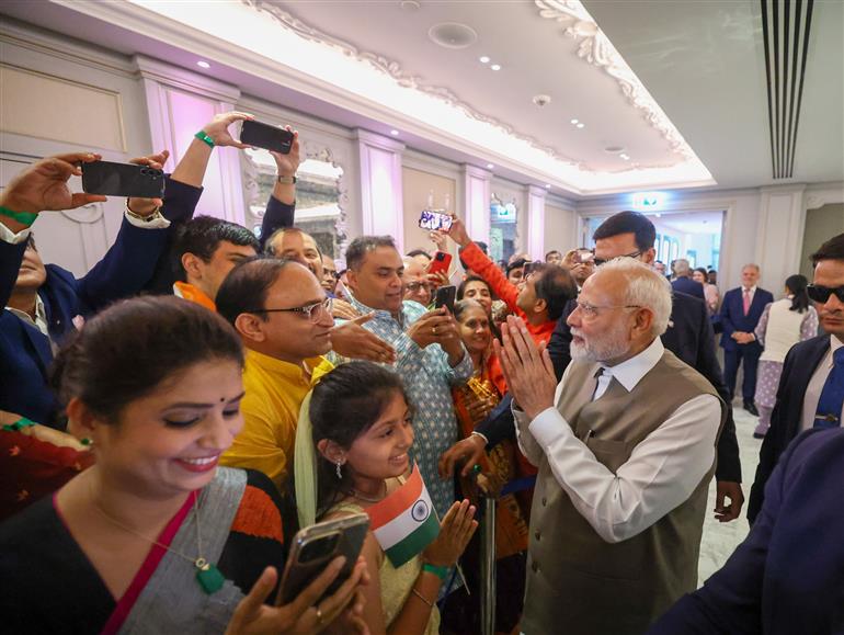 PM receives warm welcome by the Indian community, in Cyprus on June 15, 2025.