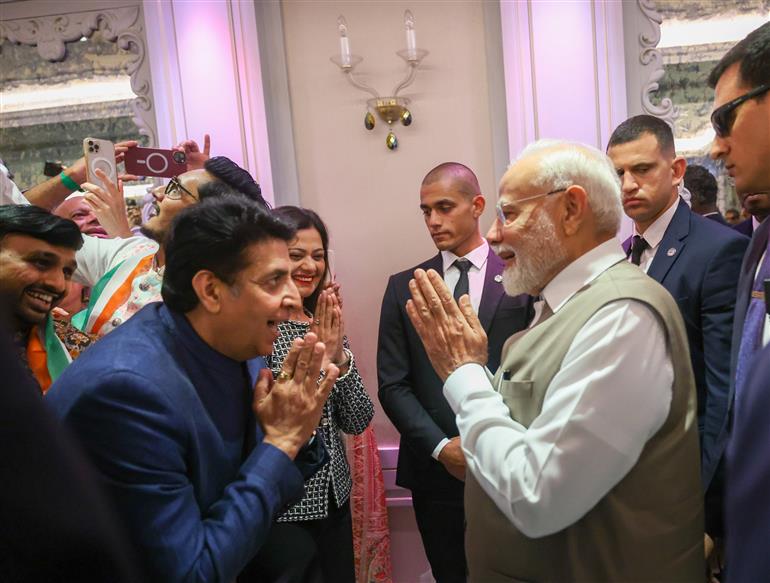 PM receives warm welcome by the Indian community, in Cyprus on June 15, 2025.