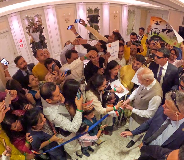 PM receives warm welcome by the Indian community, in Cyprus on June 15, 2025.