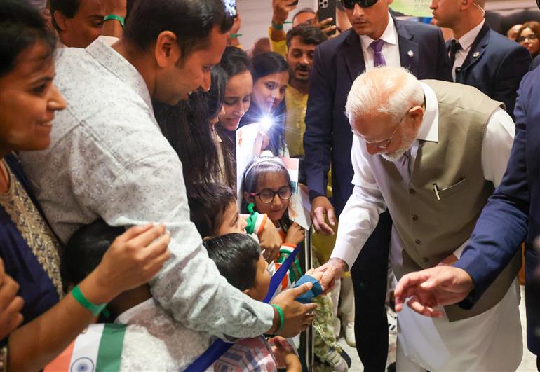 PM receives warm welcome by the Indian community, in Cyprus on June 15, 2025.