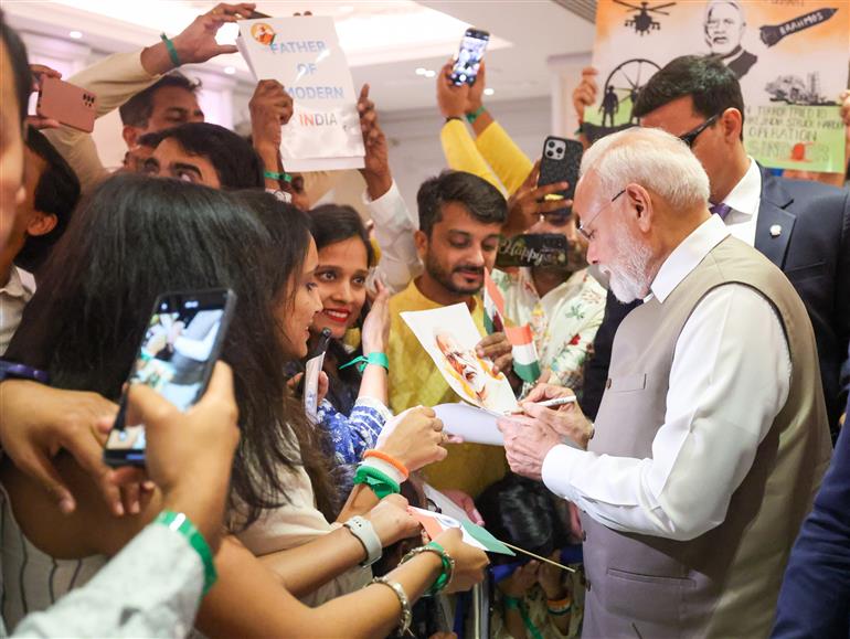 PM receives warm welcome by the Indian community, in Cyprus on June 15, 2025.