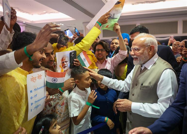 PM receives warm welcome by the Indian community, in Cyprus on June 15, 2025.