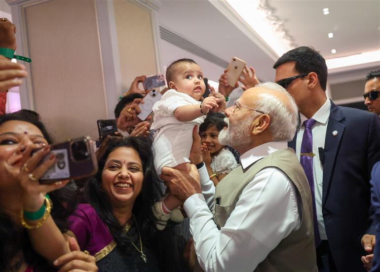 PM receives warm welcome by the Indian community, in Cyprus on June 15, 2025.