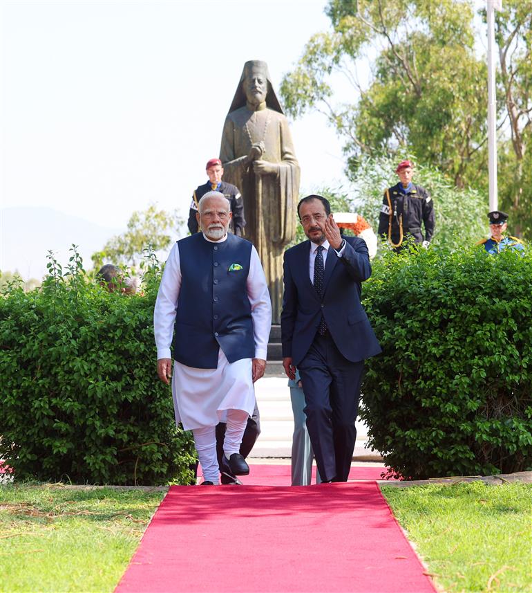PM accorded a ceremonial welcome at the Presidential Palace in Nicosia, Cyprus on June 16, 2025.:Prime Minister's Office PM accorded a ceremonial welcome at the Presidential Palace in Nicosia, Cyprus on June 16, 2025.:Prime Minister