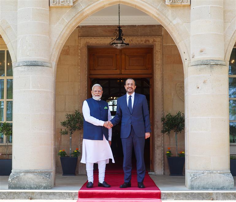 PM accorded a ceremonial welcome at the Presidential Palace in Nicosia, Cyprus on June 16, 2025.:Prime Minister's Office PM accorded a ceremonial welcome at the Presidential Palace in Nicosia, Cyprus on June 16, 2025.:Prime Minister