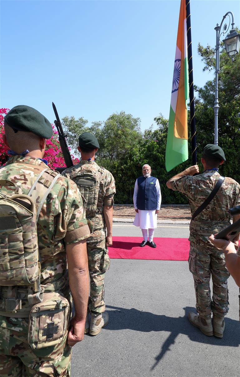 PM accorded a ceremonial welcome at the Presidential Palace in Nicosia, Cyprus on June 16, 2025.:Prime Minister's Office PM accorded a ceremonial welcome at the Presidential Palace in Nicosia, Cyprus on June 16, 2025.:Prime Minister
