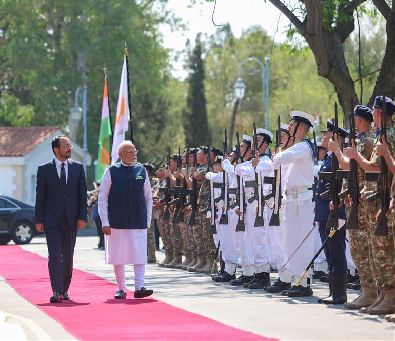 PM accorded a ceremonial welcome at the Presidential Palace in Nicosia, Cyprus on June 16, 2025.:Prime Minister's Office PM accorded a ceremonial welcome at the Presidential Palace in Nicosia, Cyprus on June 16, 2025.:Prime Minister