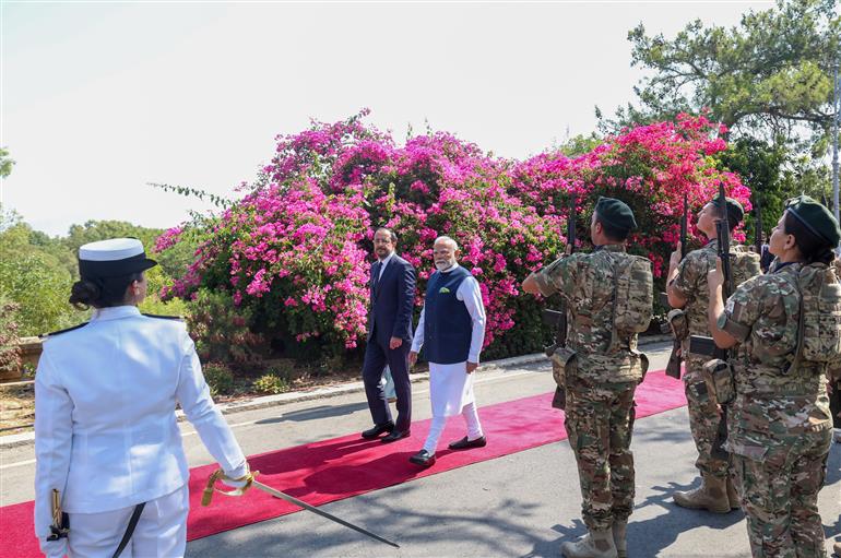 PM accorded a ceremonial welcome at the Presidential Palace in Nicosia, Cyprus on June 16, 2025.:Prime Minister's Office PM accorded a ceremonial welcome at the Presidential Palace in Nicosia, Cyprus on June 16, 2025.:Prime Minister