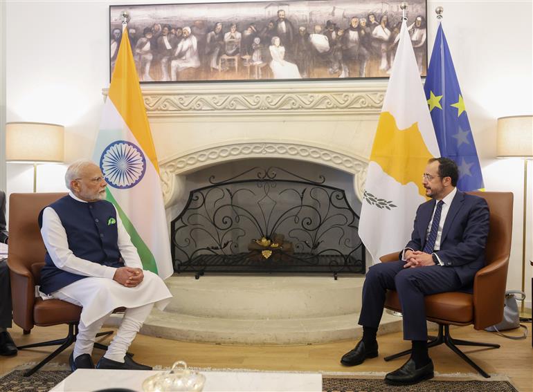 PM receiving highest honour of Cyprus in Nicosia, Cyprus on June 16, 2025.:Prime Minister's Office PM receiving highest honour of Cyprus in Nicosia, Cyprus on June 16, 2025.:Prime Minister