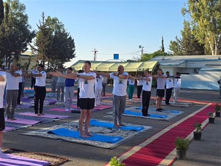 A mega Countdown event to the 11th International Day of Yoga began at Camp Fuouar organized by Embassy of India in Damascus, Syrian Arab Republic in association with Indian Contingent of United Nations Disengagement Observer Force (UNDOF) on June 13, 2025.:AYUSH