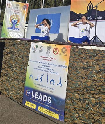 A mega Countdown event to the 11th International Day of Yoga began at Camp Fuouar organized by Embassy of India in Damascus, Syrian Arab Republic in association with Indian Contingent of United Nations Disengagement Observer Force (UNDOF) on June 13, 2025.:AYUSH