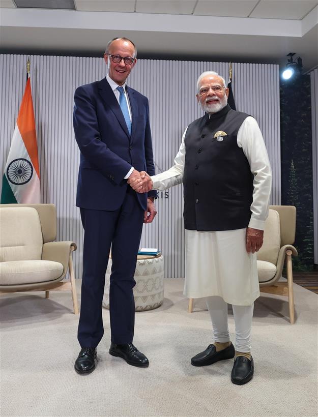 PM holds a bilateral meeting with the German Chancellor, Mr. Friedrich Merz on the sidelines of the 51st G7 Summit at Kananaskis, in Canada on June 17, 2025.:Prime Minister's Office PM holds a bilateral meeting with the German Chancellor, Mr. Friedrich Merz on the sidelines of the 51st G7 Summit at Kananaskis, in Canada on June 17, 2025.:Prime Minister
