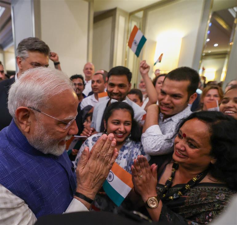 PM receives warm welcome by the Indian community, in Croatia on June 18, 2025.:Prime Minister's Office PM receives warm welcome by the Indian community, in Croatia on June 18, 2025.:Prime Minister