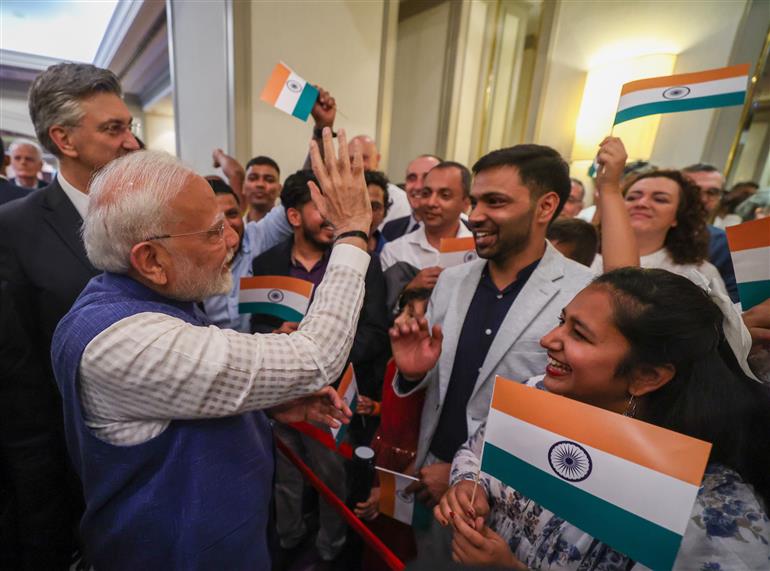 PM receives warm welcome by the Indian community, in Croatia on June 18, 2025.:Prime Minister's Office PM receives warm welcome by the Indian community, in Croatia on June 18, 2025.:Prime Minister