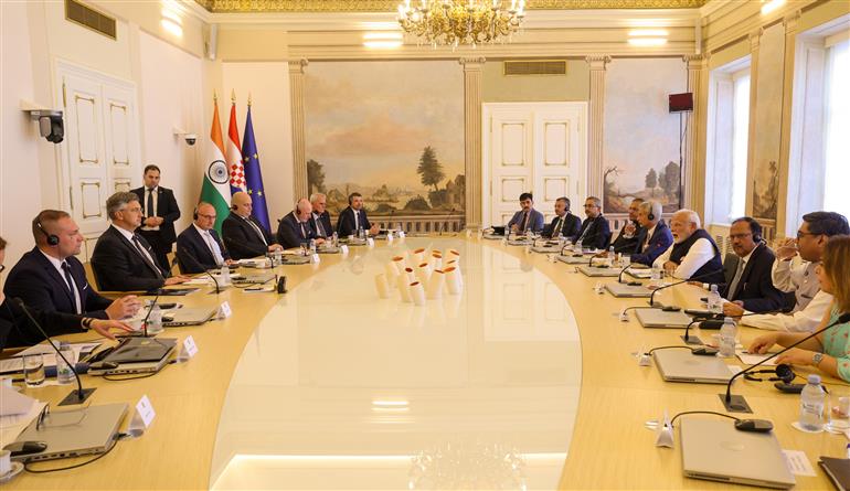 PM holds a delegation-level talk with the Prime Minister of the Republic of Croatia, Mr. Andrej Plenkovic at Zagreb, in Croatia on June 18, 2025.:Prime Minister's Office PM holds a delegation-level talk with the Prime Minister of the Republic of Croatia, Mr. Andrej Plenkovic at Zagreb, in Croatia on June 18, 2025.:Prime Minister