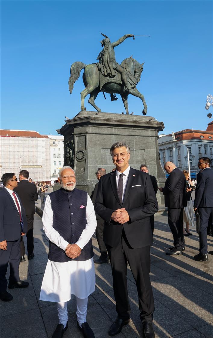 PM visit to Historic city centre with the Prime Minister of the Republic of Croatia, Mr. Andrej Plenkovic at Zagreb, in Croatia on June 18, 2025.:Prime Minister's Office PM visit to Historic city centre with the Prime Minister of the Republic of Croatia, Mr. Andrej Plenkovic at Zagreb, in Croatia on June 18, 2025.:Prime Minister